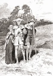 Scène de la pièce de William Shakespeare, Comme il vous plaira, Acte II, Scène 4, de Les Œuvres de William Shakespeare, publié en 1896